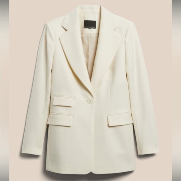 BANANA REPUBLIC CREAM LIDO Sculpted Italian Wool BLAZER - Size 14 - Picture 5 of 16